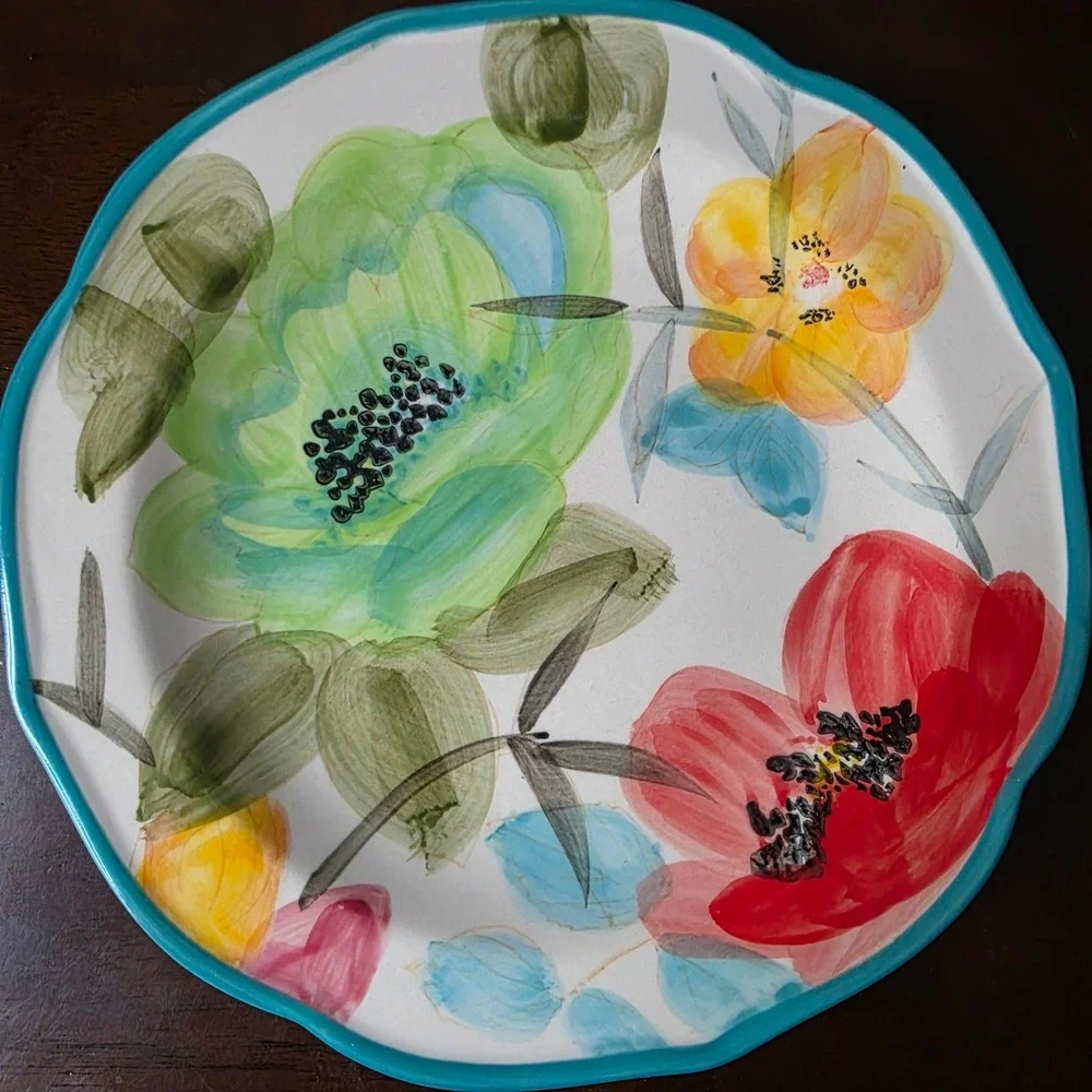 The Pioneer Woman Vintage Bloom Floral Salad Plates Set of 4 Scalloped 8.5in
